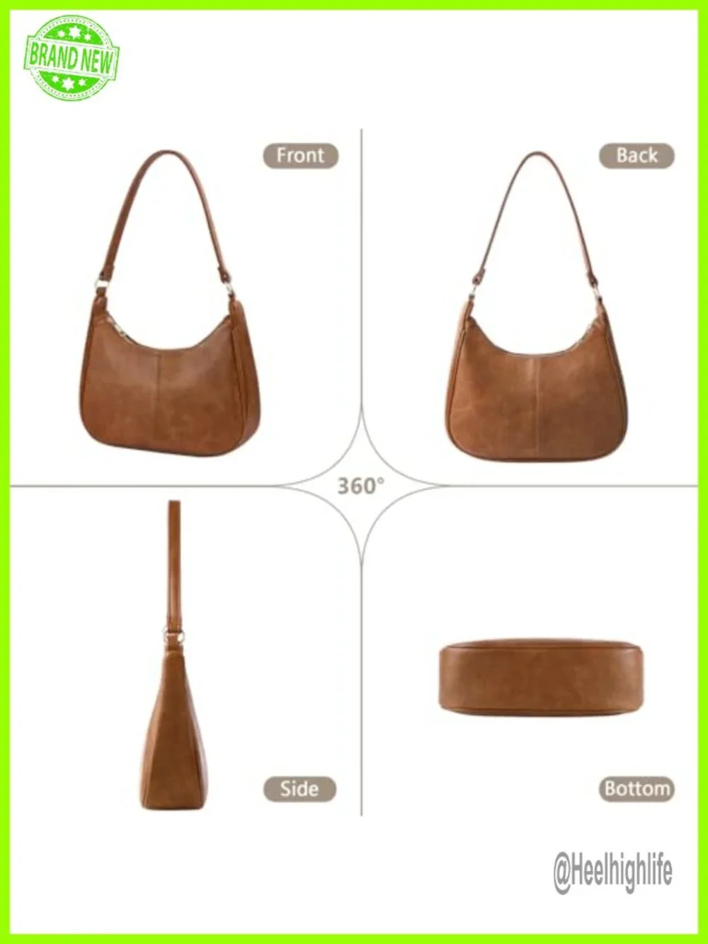 Soft Vegan Leather Hobo Purse Crossbody Shoulder Bag Adjustable Strap